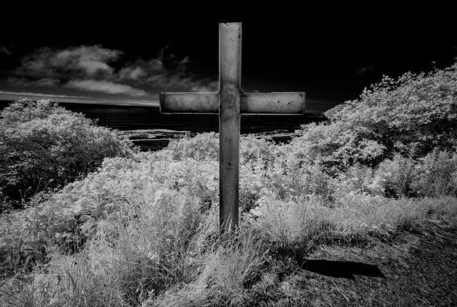 Cross Overlooking the Ocean, California Redwood Coast